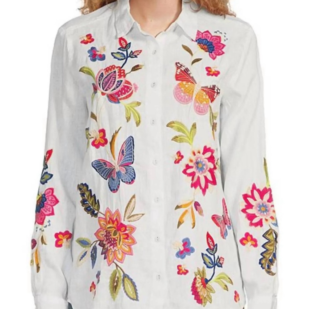 Johnny Was Gracey Linen Shirt - Picture 7 of 8